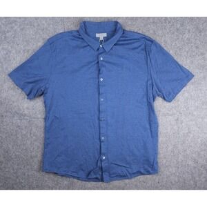 COS Shirt Mens XL Blue Button Up Short Sleeve 100% Cotton Lightweight NWOT